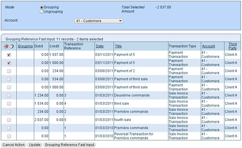 TioLive Grouping Accounting Transactions Feature