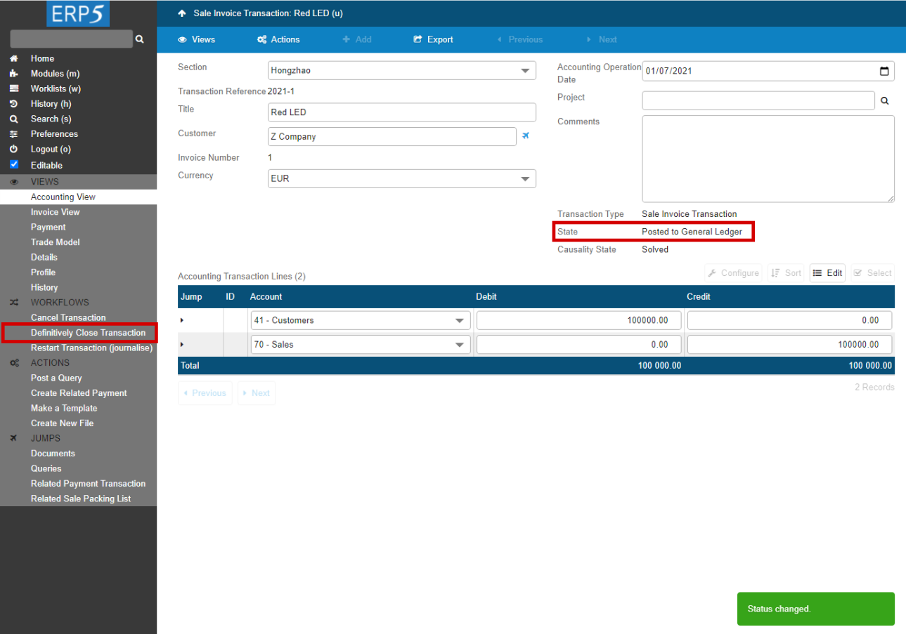 Definitively Close Accounting Action