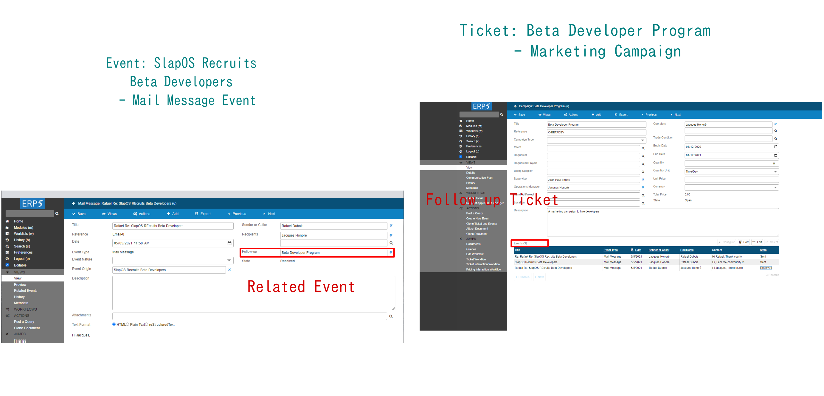 Example: Create the Event - Mail message from the Ticke - Beta Developer Program