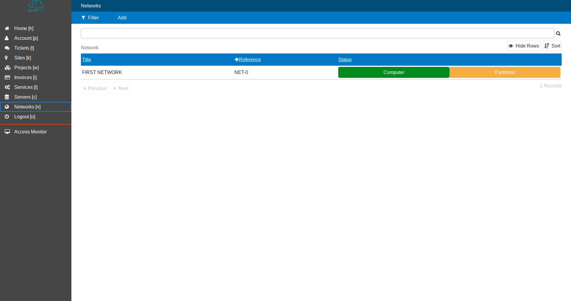 SlapOS Dashboard - Network Status