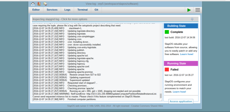 Requesting a Webrunner with ERP5 - SlapOS Webrunner Installed Software Release