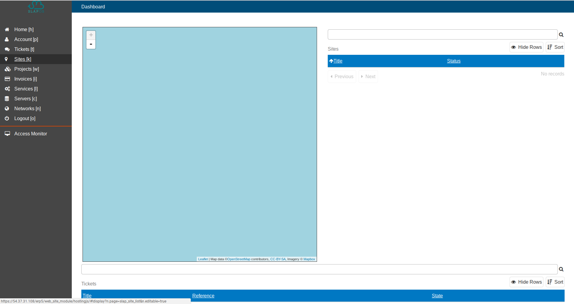 SlapOS Dashboard - Sites