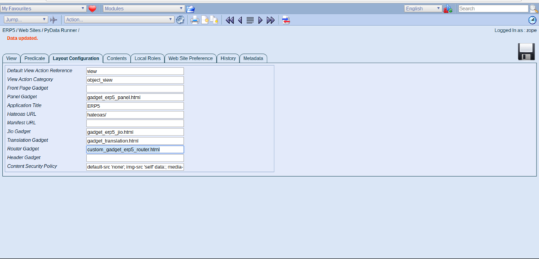 Wendelin-ERP5 - Modify Layout Properties